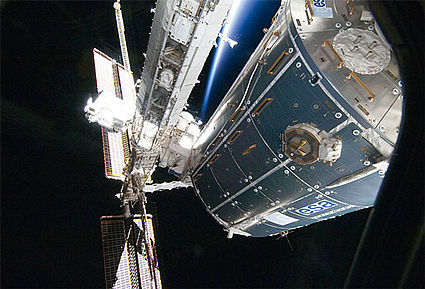 The European space module COLUMBUS owes its name to Manfred Fuchs. Copyright: ESA/NASA