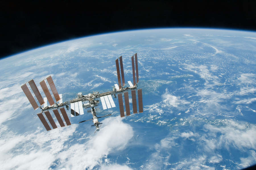 International space station above Earth